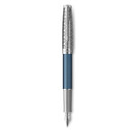 Parker sonnet premium  stylo plume  métal & laque bleu  plume moyenne 18k  coffret cadeau