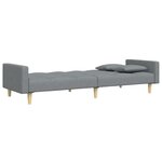 vidaXL Canapé-lit à 2 places avec repose-pied gris clair tissu