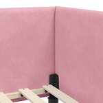 vidaXL Cadre de lit d'angle avec tête de lit Rose 90 cm x 200 cm tissu