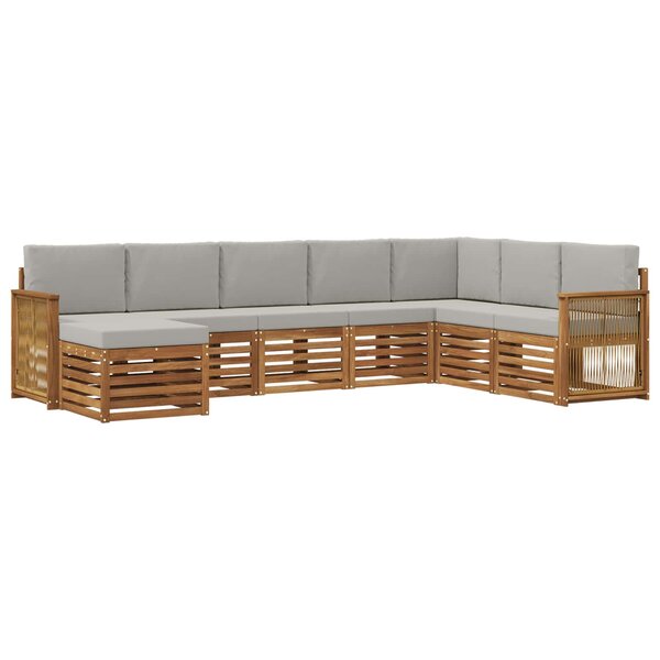 vidaXL Ensemble de canapés d'extérieur 6 Pièces Naturel et gris clair