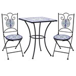 vidaXL Mobilier de bistro 3 Pièces mosaïque Carreau céramique Bleu Blanc