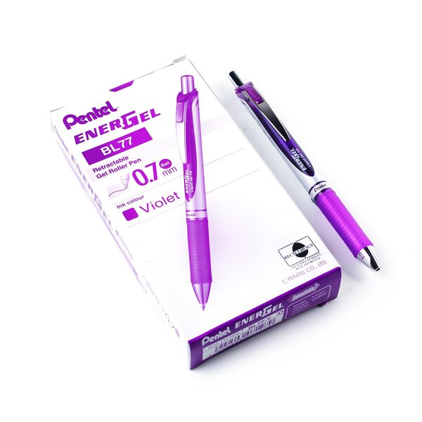 Stylo Roller encre gel rétractable ENERGEL BL77 Pointe 0 7 mm violet x 12 PENTEL
