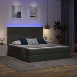 vidaXL Lit de rangement LED avec matelas Gris foncé 180 x 200 cm Tissu