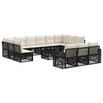 vidaXL Ensemble de canapé de jardin 14 Pièces Noir et blanc crème