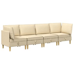 vidaXL Canapé modulaire avec rangement 4 Pièces Crème Tissu