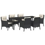 vidaXL Ensemble de salle à manger de jardin de 7 pièces avec coussins en rattan noir poly
