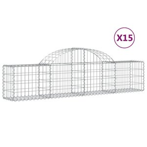 vidaXL Paniers à gabions arqués 15 Pièces 200x30x40/60 cm Fer galvanisé