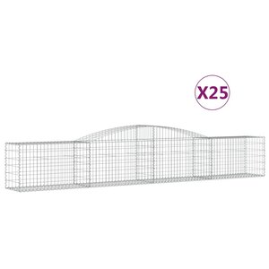 vidaXL Paniers à gabions arqués 25 Pièces 400x50x60/80 cm Fer galvanisé