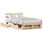 vidaXL Cadre de lit avec tête de lit Marron 120 x 190 cm Pin massif