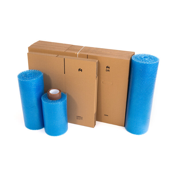 Kit de déménagement COSTAUD  25 cartons renforcés  3 films bulles et 1 adhésif.