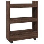 vidaXL Chariot de rangement étroit 3 niveaux chêne marron