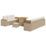 vidaXL Ensemble de canapé de jardin 10 Pièces Beige polyrotin