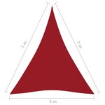 vidaXL Voile de parasol Tissu Oxford triangulaire 5x7x7 m Rouge