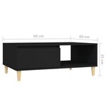 vidaXL Table basse noir 90x60x35 cm bois d'ingénierie