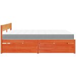 vidaXL Lit avec tiroirs/matelas cire marron 200x200 cm bois massif pin