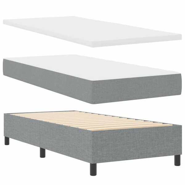 vidaXL Lit à ressort avec matelas et banc gris clair 90x190 cm en tissu