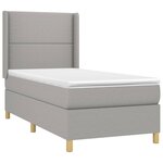 vidaXL Sommier à lattes de lit matelas LED Gris clair 90x200cm Tissu