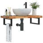 vidaXL Étagère de vasque murale acier et bois massif d'acacia