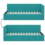 vidaXL Cadre de lit d'angle Turquoise 90 cm x 200 cm tissu