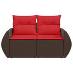 vidaXL Canapé de jardin avec coussins 2 places en résine tressée marron