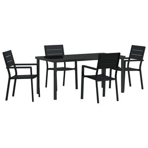vidaXL Ensemble de salle à manger pour jardin 5 Pièces Noir
