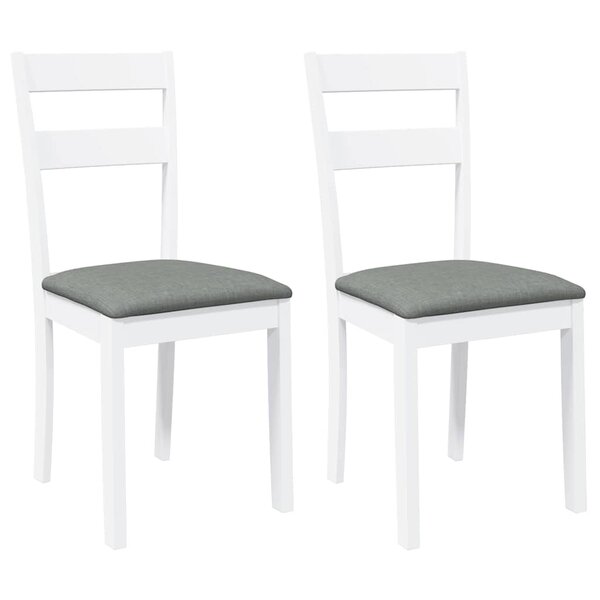 vidaXL Chaises à manger coussins 2 Pièces blanc bois massif caoutchouc