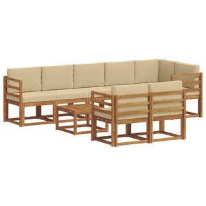 vidaXL Ensemble de canapés d'extérieur 9 pc Naturel et Beige