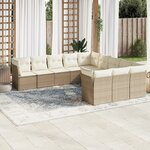 vidaXL Salon de jardin 11 Pièces avec coussins beige résine tressée