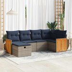 vidaXL Salon de jardin 6 Pièces avec coussins gris résine tressée