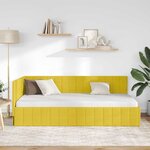 vidaXL Cadre de lit d'angle Jaune 90 cm x 200 cm Velours