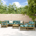 vidaXL Salon de jardin 10 Pièces bois de pin imprégné