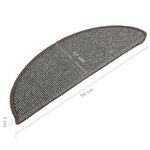 vidaXL Tapis d'escalier 15 pièces 56 x 17 x 3 cm Gris Demi-rond