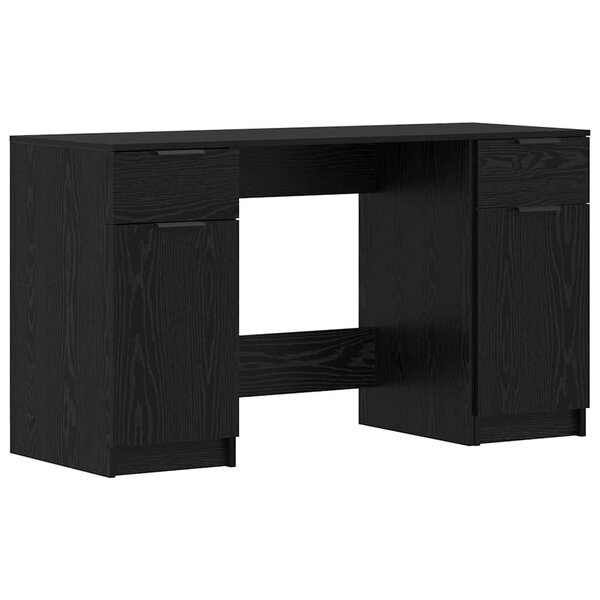 vidaXL Bureau avec porte Chêne noir 133 x 50 x 75 cm Bois d'ingénierie