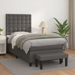 vidaXL Sommier à lattes de lit avec matelas Gris 90x190 cm Similicuir