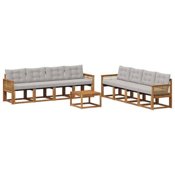 vidaXL Ensemble de canapés d'extérieur 9 pc Naturel et gris clair