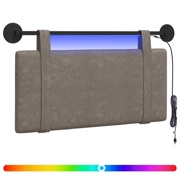 vidaXL Tête de lit suspendue Gris PU antique