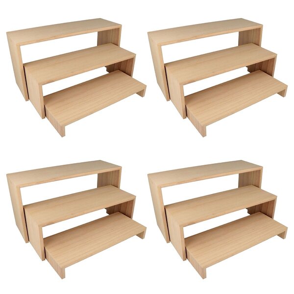 4 blocs de 3 étagères escalier en bois 18 x 35 cm