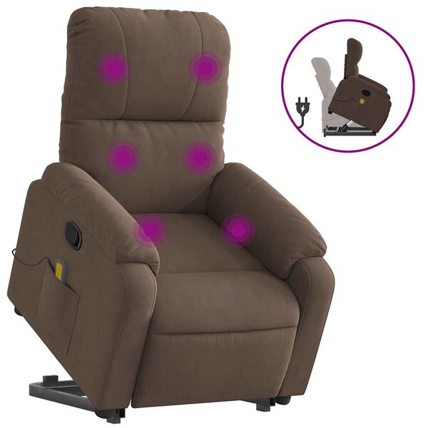 vidaXL Fauteuil inclinable de massage marron tissu microfibre