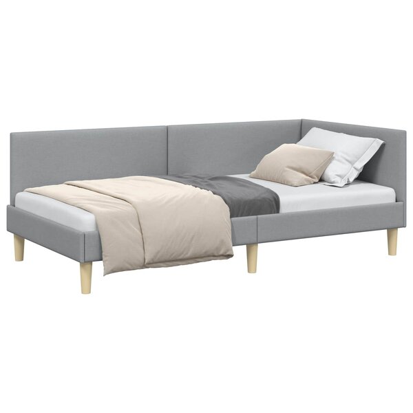vidaXL Cadre de lit d'angle avec tête de lit Gris clair 80 cm x 200 cm