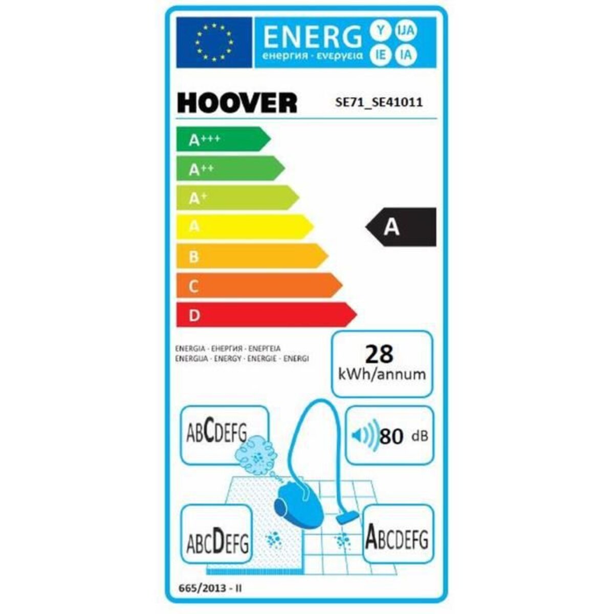Hoover se71 41 aspirateur traineau sans sac compact l ger 80db
