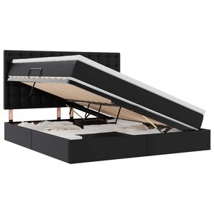vidaXL Lit avec rangement et LED Noir 180 x 200 cm Simili cuir