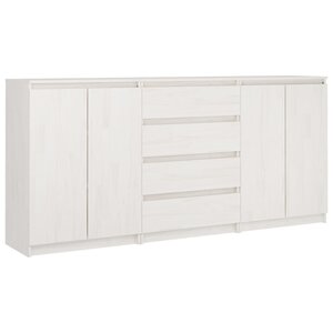 vidaXL Armoires latérales 3 Pièces blanc Bois de pin massif