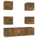 vidaXL Ensemble de meubles TV 6 Pièces Chêne fumé Bois d'ingénierie