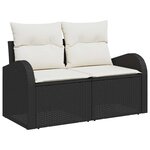 vidaXL Ensemble de canapé de jardin avec coussin 9 Pièces Noir Poly rotin