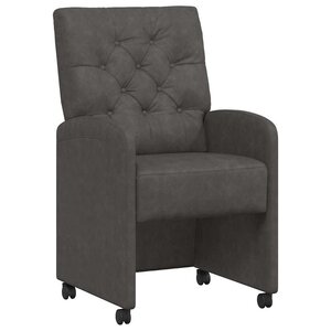 vidaXL Chaises de Salle à Manger avec Roues 2 pc Faux cuir Noir