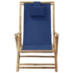 vidaXL Chaise de relaxation inclinable bleu marine bambou et tissu