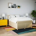 vidaXL Sommier à lattes de lit avec matelas Crème 160x200 cm Tissu