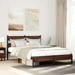 vidaXL Cadre de lit en métal sans matelas chêne marron 150x200 cm