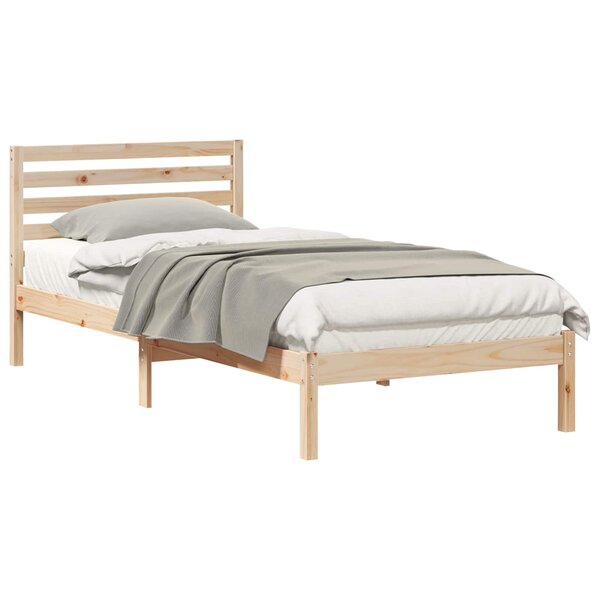 vidaXL Cadre de lit avec tête de lit Marron 80 x 210 cm Pin massif