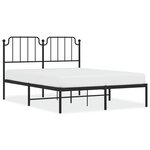 vidaXL Cadre de lit métal sans matelas avec tête de lit noir 140x200cm